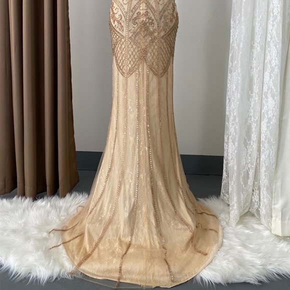 Illusion Neck Sheath Shape Prom Dress AC7001 - Picture 5 of 7